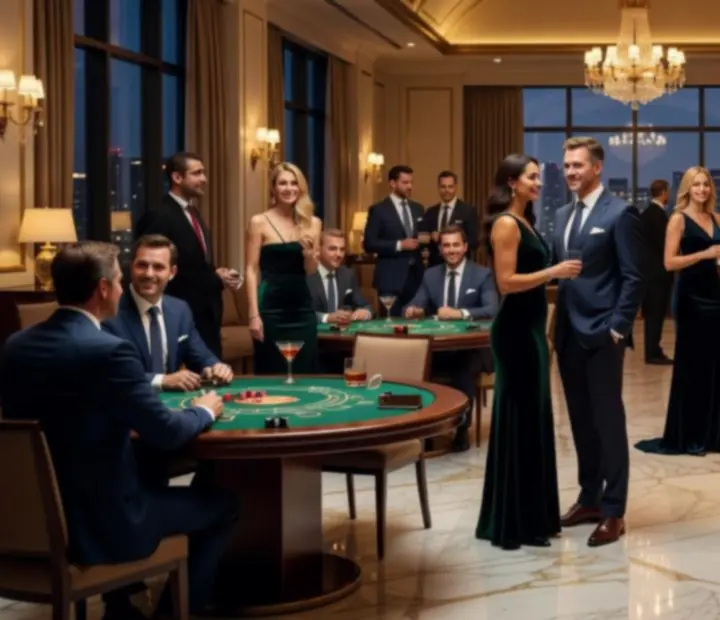 Goście rozmawiają i nawiązują relacje podczas eleganckiego wieczoru firmowego