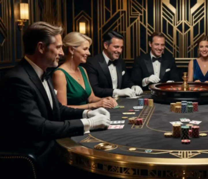 Eleganckie stoły do pokera, ruletki i blackjacka w strefie VIP z profesjonalnymi krupierami